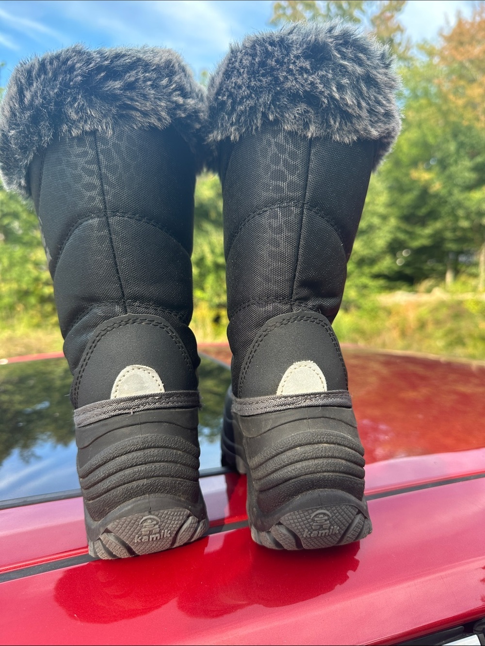 Kamik Black Kids Winter Boot with Faux Fur Cuff - Picture 2 of 6